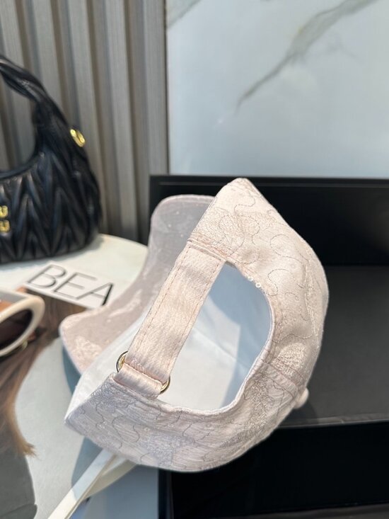 Miu Miu Light Pink Embroidered Crystal Logo Baseball Cap main image 6